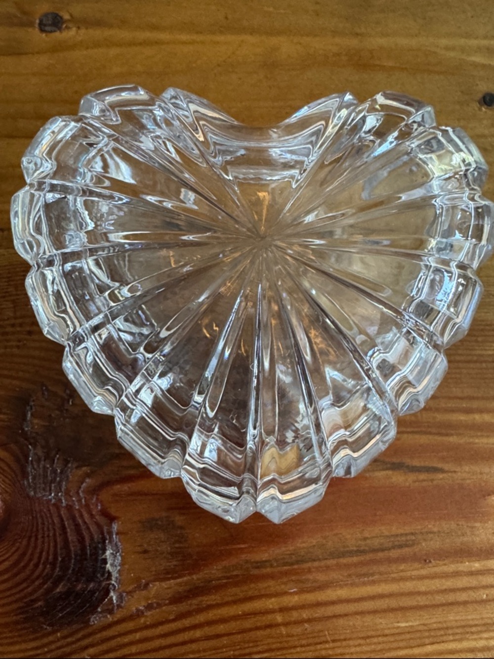 Ribbed Heart Glass Trinket Bowl